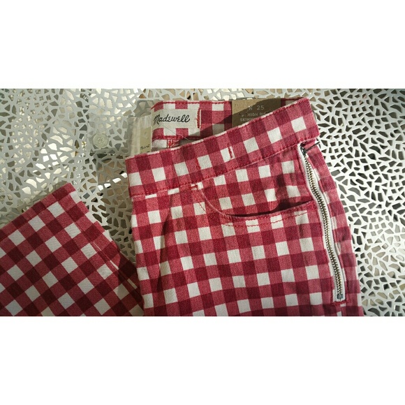 NWT, Madewell Skinny Crop Gingham Jeans - Picture 6 of 7